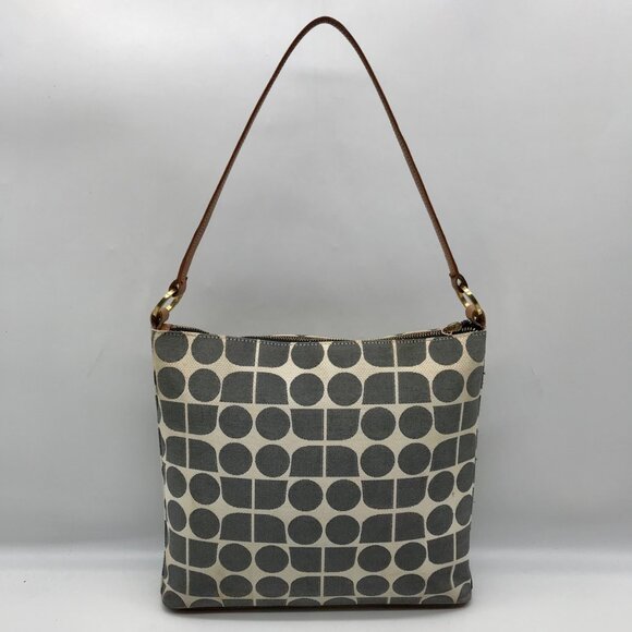 Kate Spade Gray Canvas Vintage Geometric Print Shoulder Bag - Picture 2 of 11